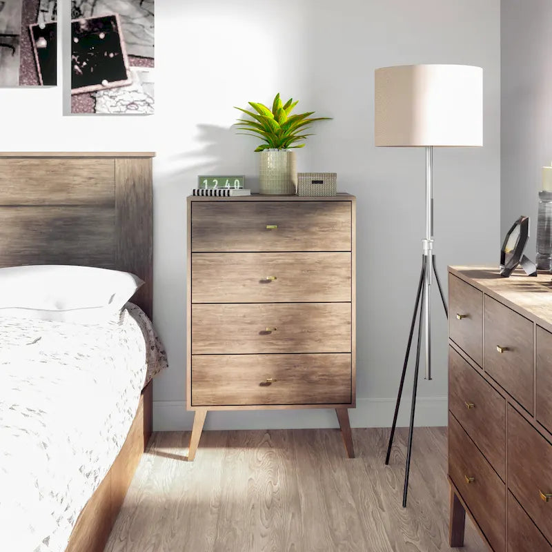 Prepac Milo Mid Century Modern 4-Drawer Chest