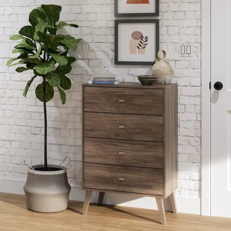 Prepac Milo Mid Century Modern 4-Drawer Chest