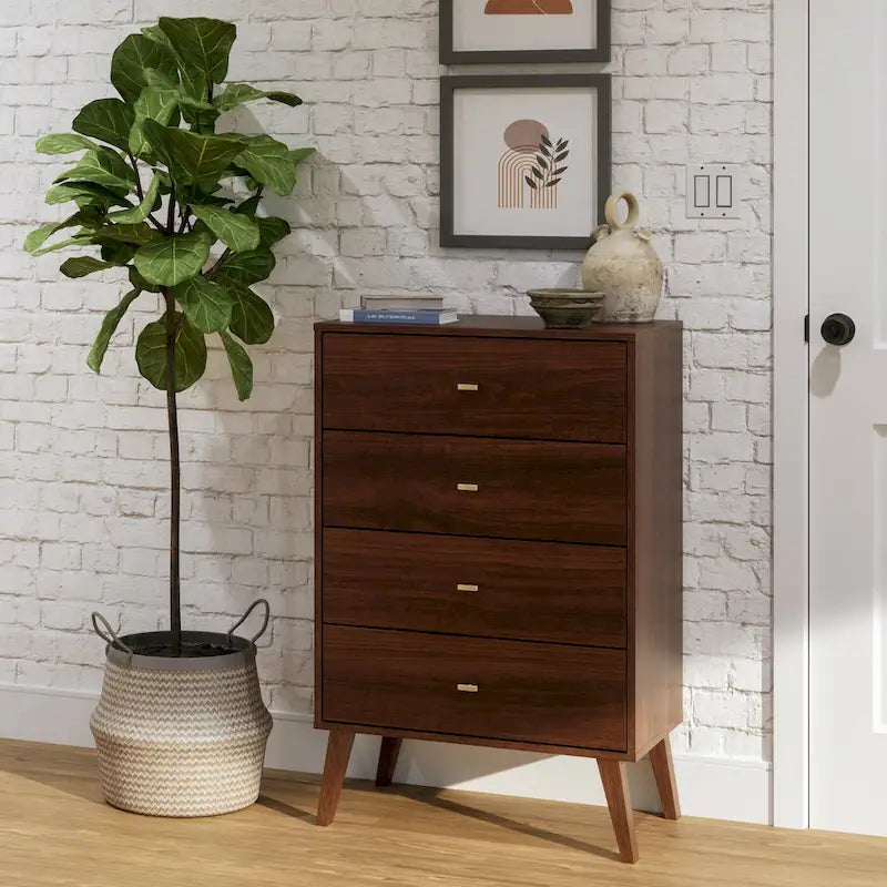 Prepac Milo Mid Century Modern 4-Drawer Chest