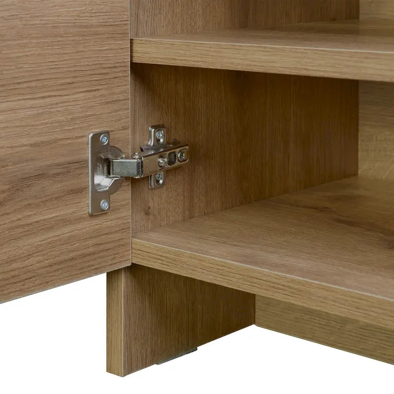 Entryway Storage Bench 6 Compartment Shoe Cabinet Rustic Walnut Cushion Top