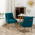 SEYNAR Modern Boucle Velvet Upholstered Accent Dining Chair Set of 2 Tufted Back Armless Chair with Golden Legs