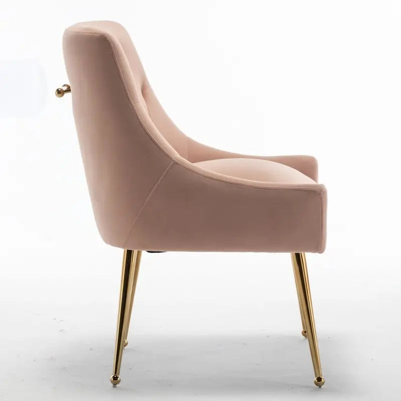 SEYNAR Modern Boucle Velvet Upholstered Accent Dining Chair Set of 2 Tufted Back Armless Chair with Golden Legs