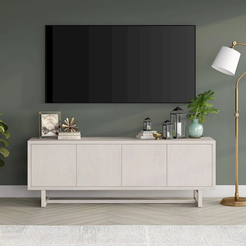 TV Stand 68 Inch for TVs up to 75 4 Door MDF Sled Base 3 Colors