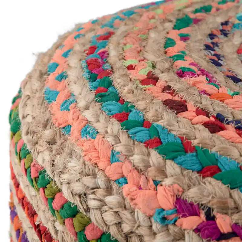 WYNDENHALL Mattise Boho Round Pouf in Braided Jute