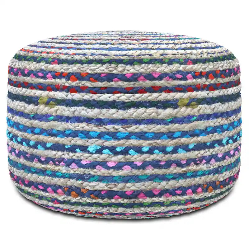 WYNDENHALL Mattise Boho Round Pouf in Braided Jute