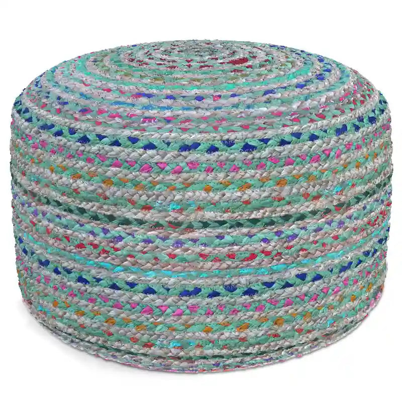 WYNDENHALL Mattise Boho Round Pouf in Braided Jute
