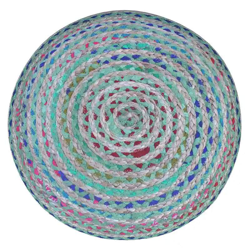 WYNDENHALL Mattise Boho Round Pouf in Braided Jute