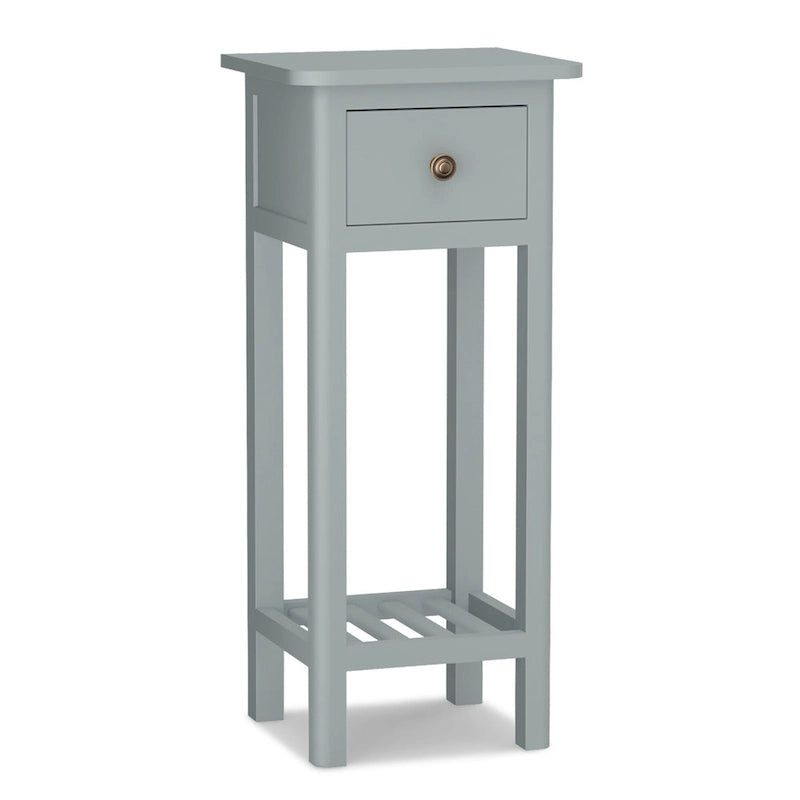 Narrow Nightstand with Drawer Open Shelf MDF Acacia Wood Legs 31.5 Inch Tall 4 Colors