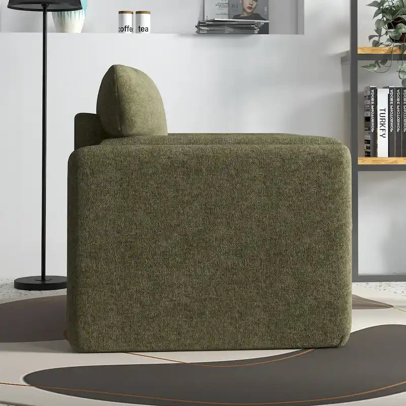 Modern Upholstered Accent Armchair Plush Cushion Fabric Living Room Green Beige Red