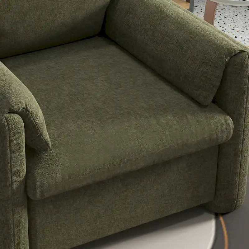 Modern Upholstered Accent Armchair Plush Cushion Fabric Living Room Green Beige Red