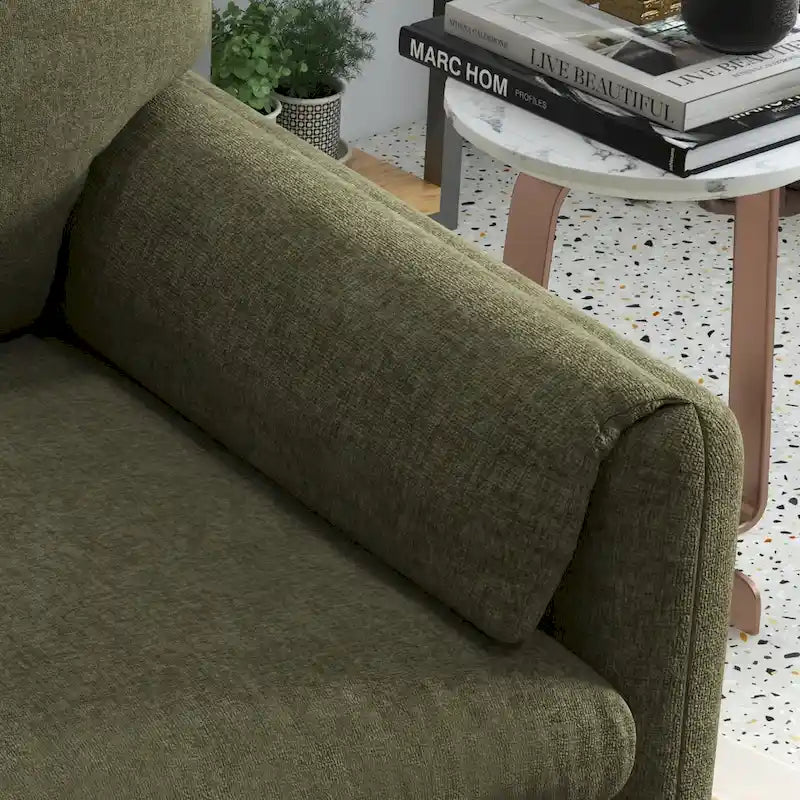 Modern Upholstered Accent Armchair Plush Cushion Fabric Living Room Green Beige Red