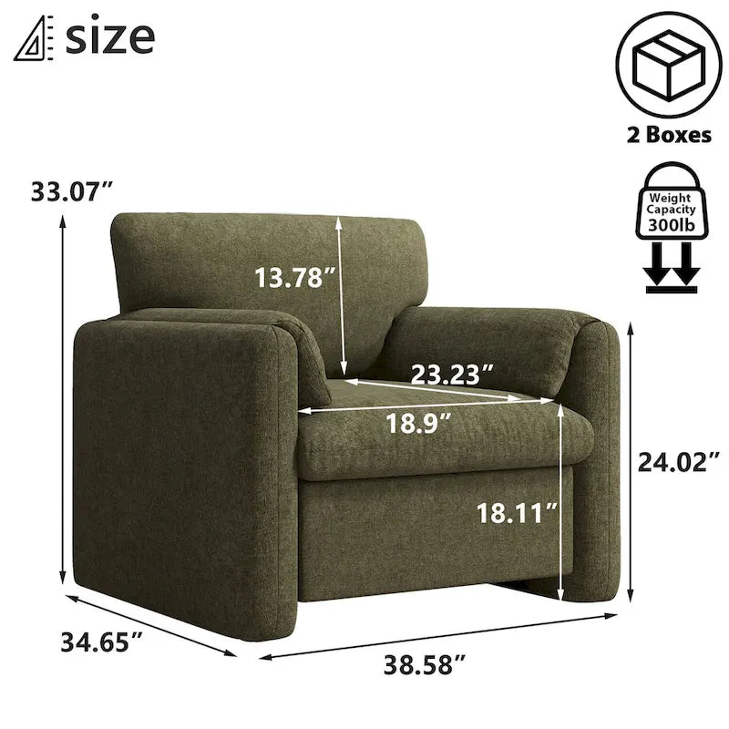 Modern Upholstered Accent Armchair Plush Cushion Fabric Living Room Green Beige Red