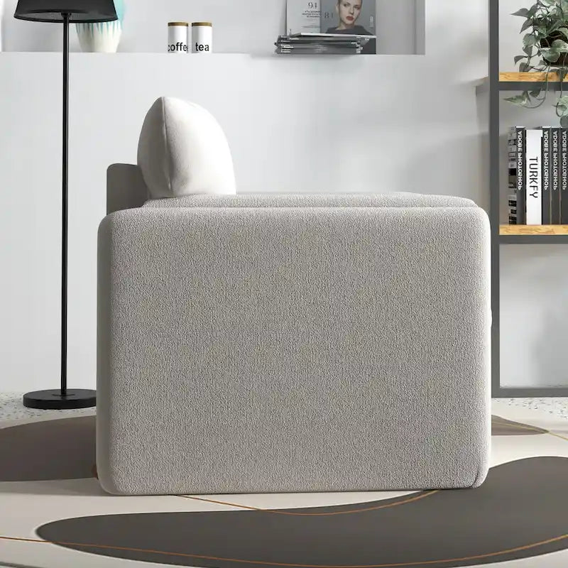 Modern Upholstered Accent Armchair Plush Cushion Fabric Living Room Green Beige Red