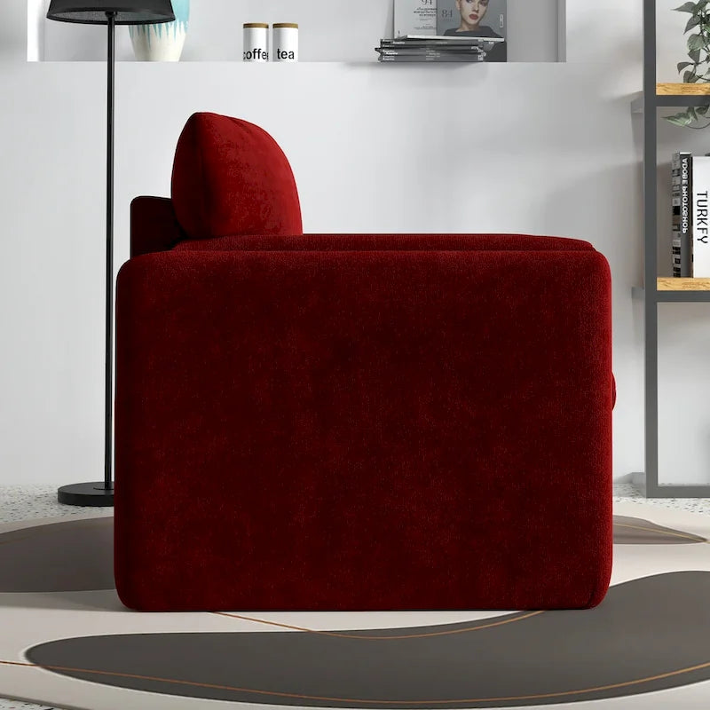 Modern Upholstered Accent Armchair Plush Cushion Fabric Living Room Green Beige Red