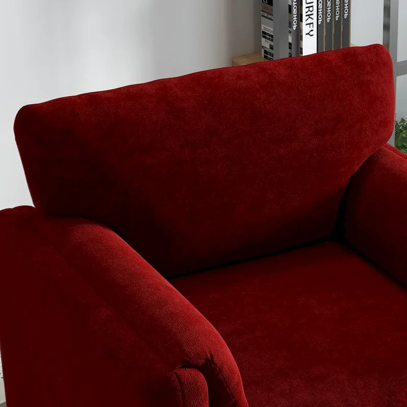 Modern Upholstered Accent Armchair Plush Cushion Fabric Living Room Green Beige Red