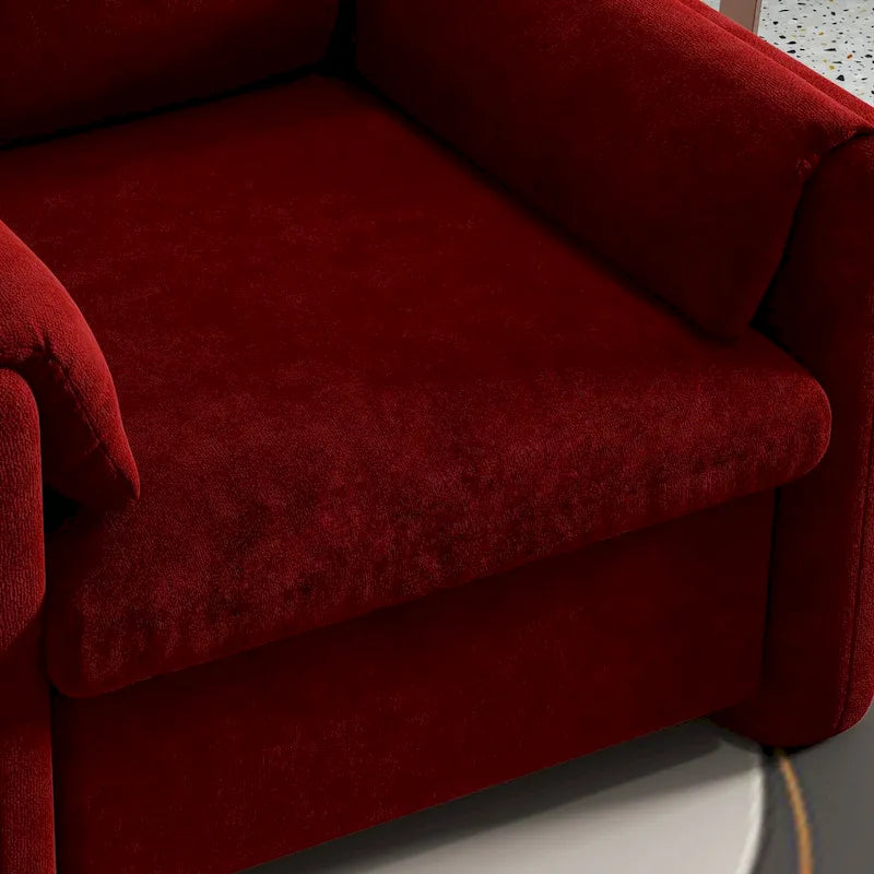 Modern Upholstered Accent Armchair Plush Cushion Fabric Living Room Green Beige Red