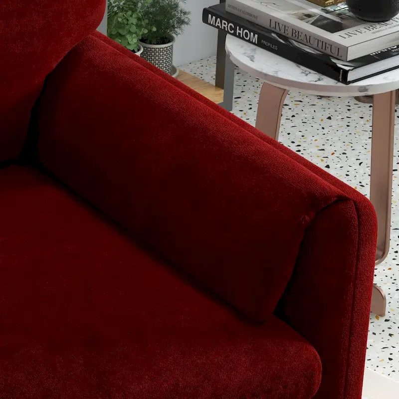 Modern Upholstered Accent Armchair Plush Cushion Fabric Living Room Green Beige Red