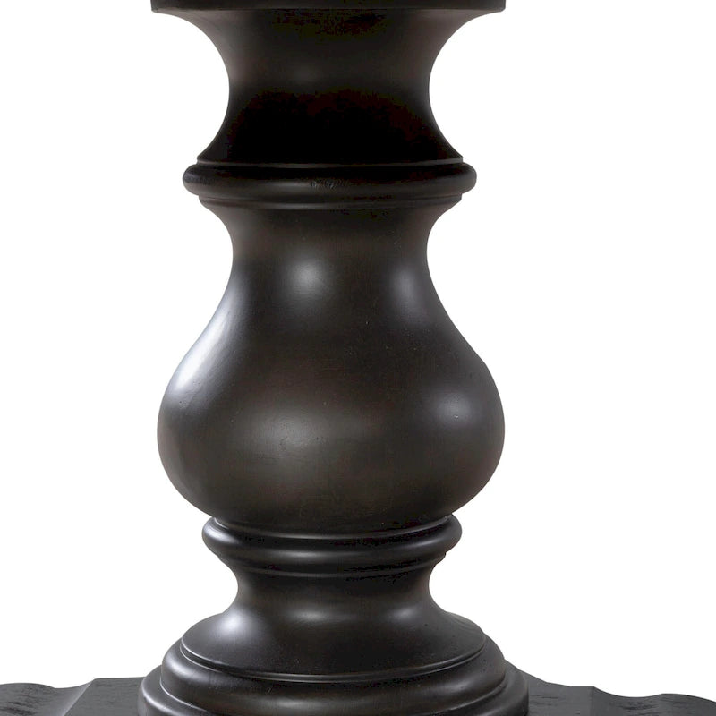 Round Pedestal Dining Table Starburst Oak Veneer Top Dusty Taupe Black