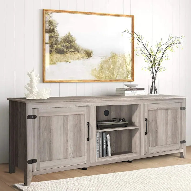 Farmhouse TV Stand with Storage Cabinet Fits 80 Inch TV 70 Inch 3 Colors