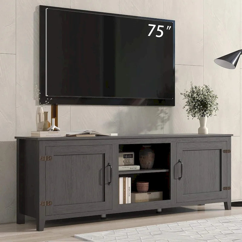 Farmhouse TV Stand with Storage Cabinet Fits 80 Inch TV 70 Inch 3 Colors