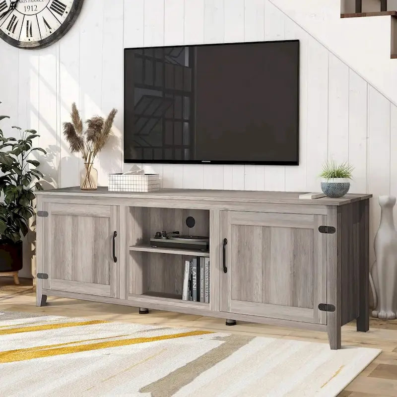 Wood Storage Cabinet Media Console for TVs up to 80