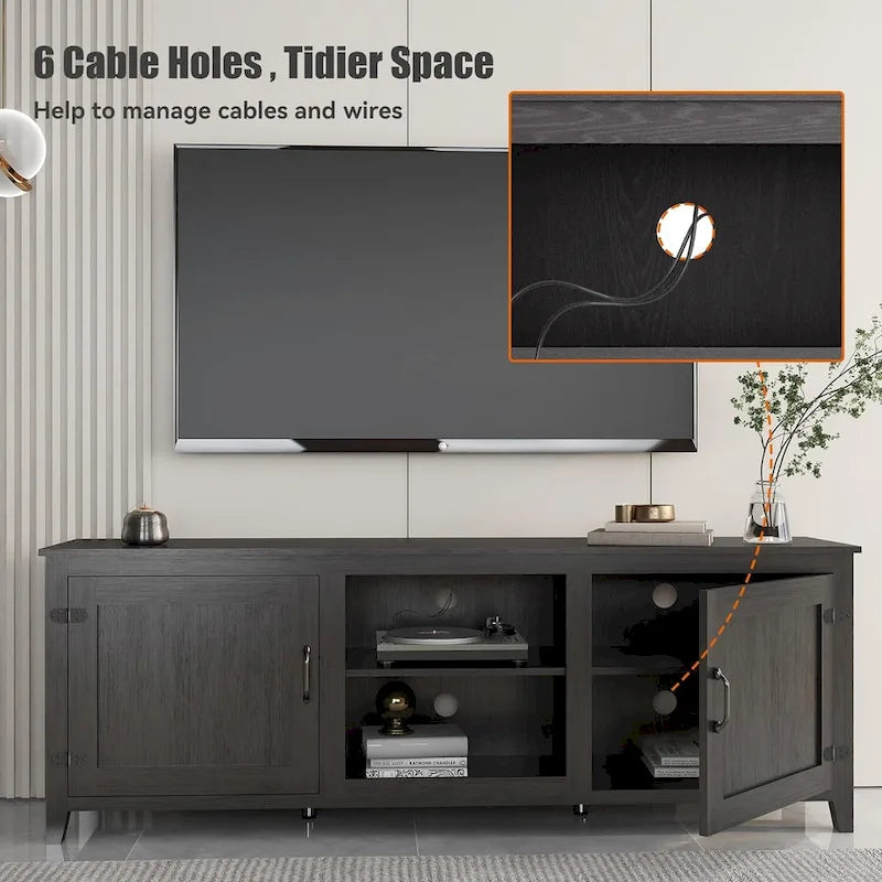 Wood Storage Cabinet Media Console for TVs up to 80