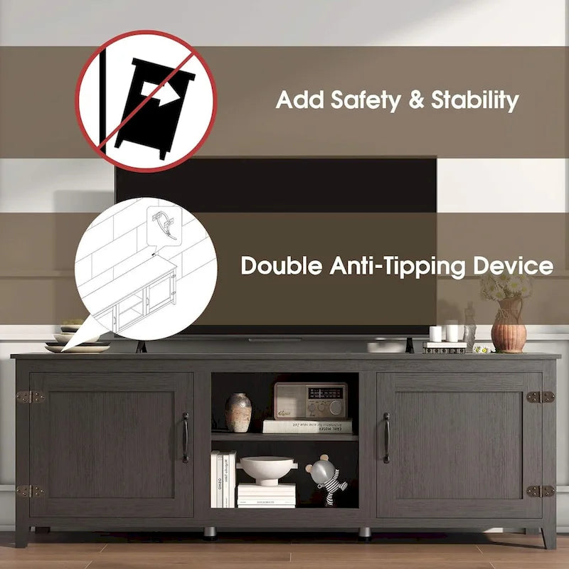 Wood Storage Cabinet Media Console for TVs up to 80