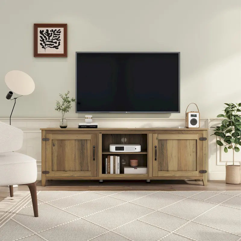 Wood Storage Cabinet Media Console for TVs up to 80