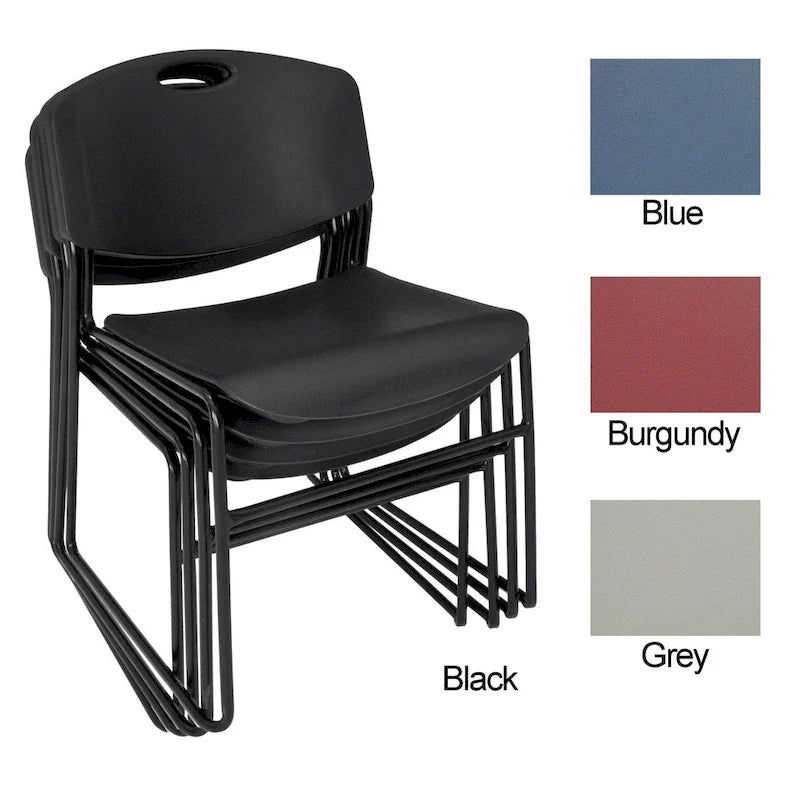 Stackable Polypropylene Chair Reinforced Metal Frame Indoor Multi-Color