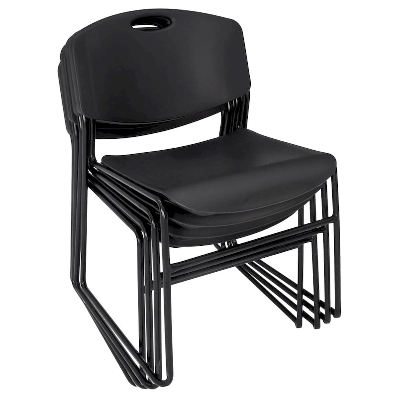 Stackable Polypropylene Chair Reinforced Metal Frame Indoor Multi-Color