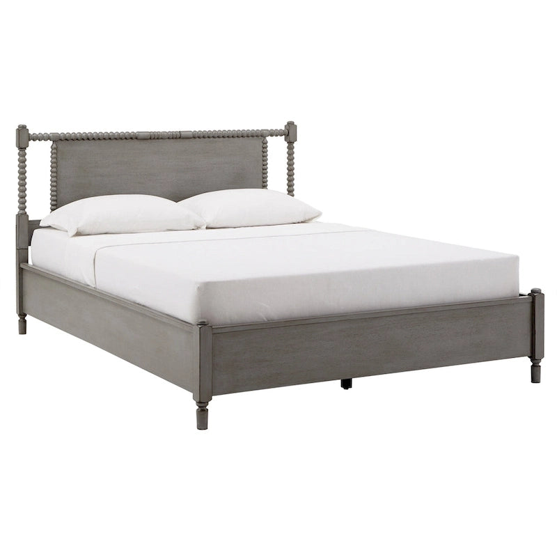 Demetria Antique Finish Beaded Wood Platform Bed by iNSPIRE Q Classic