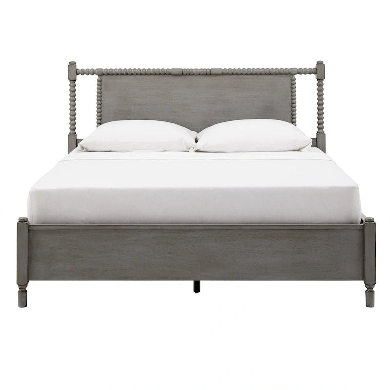 Demetria Antique Finish Beaded Wood Platform Bed by iNSPIRE Q Classic