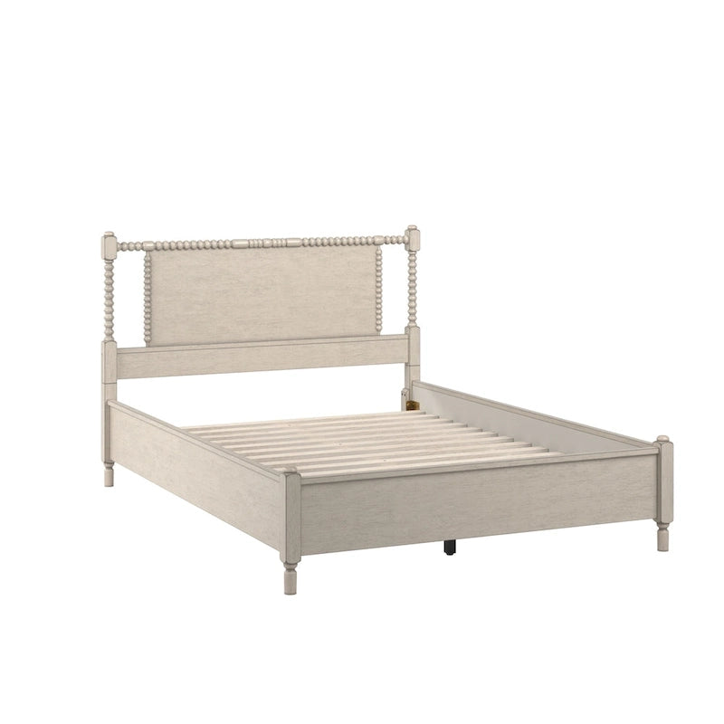 Demetria Antique Finish Beaded Wood Platform Bed by iNSPIRE Q Classic