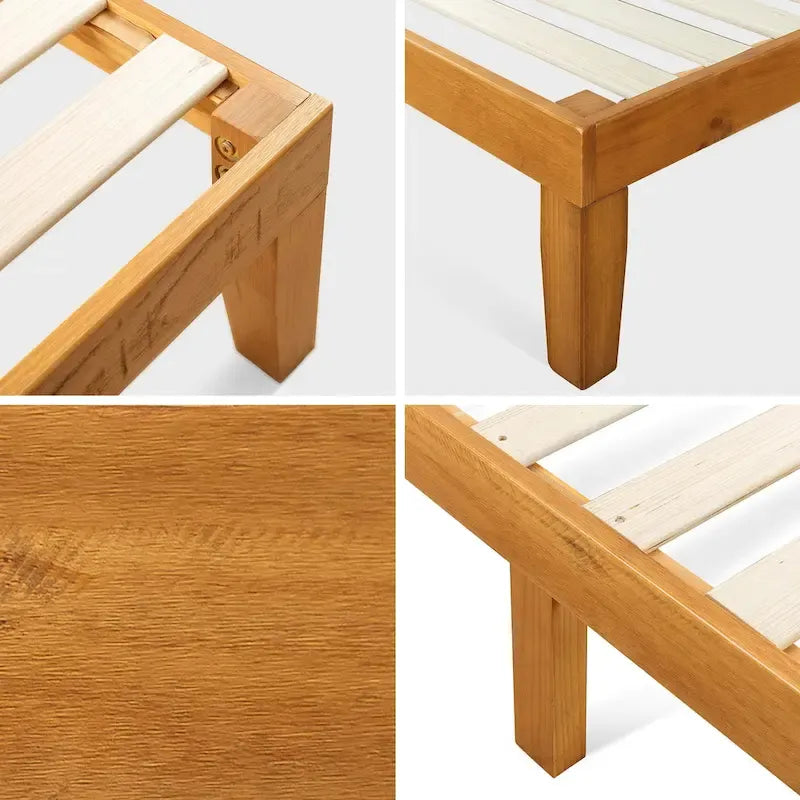 Priage by ZINUS Alexia Rustic Pine Wood Minimalist Rustic Platform Bed