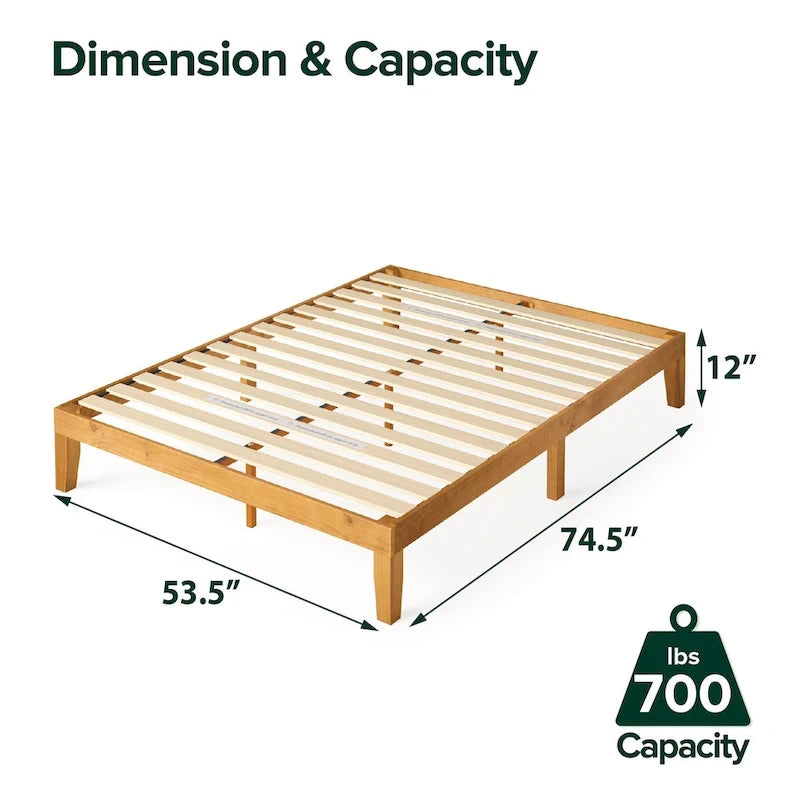 Priage by ZINUS Alexia Rustic Pine Wood Minimalist Rustic Platform Bed