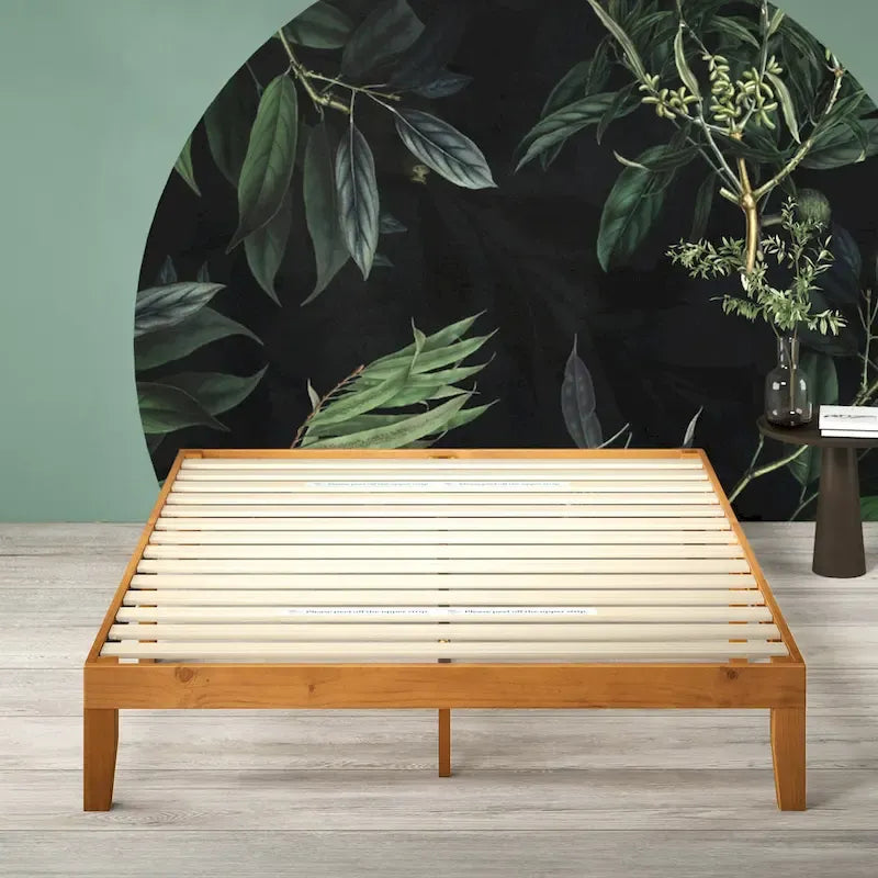 Priage by ZINUS Alexia Rustic Pine Wood Minimalist Rustic Platform Bed