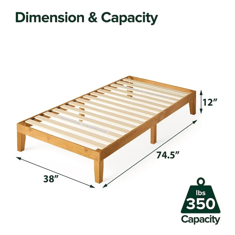 Priage by ZINUS Alexia Rustic Pine Wood Minimalist Rustic Platform Bed