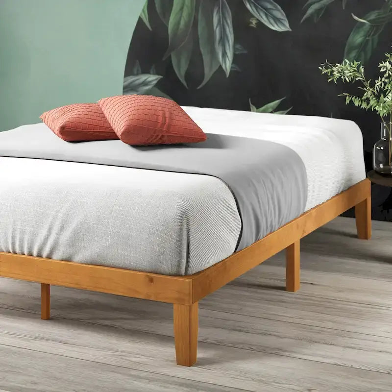 Priage by ZINUS Alexia Rustic Pine Wood Minimalist Rustic Platform Bed