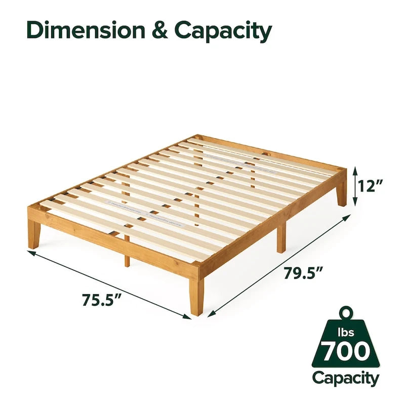 Priage by ZINUS Alexia Rustic Pine Wood Minimalist Rustic Platform Bed