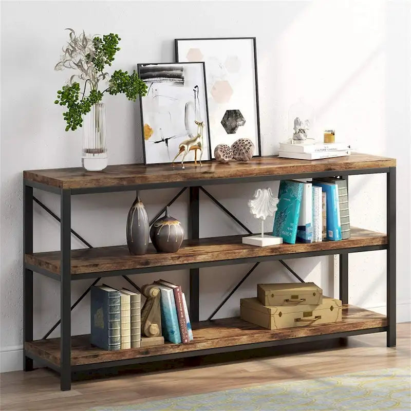 3 Tiers Console Table TV Stand with Storage Shelves,Sofa Table