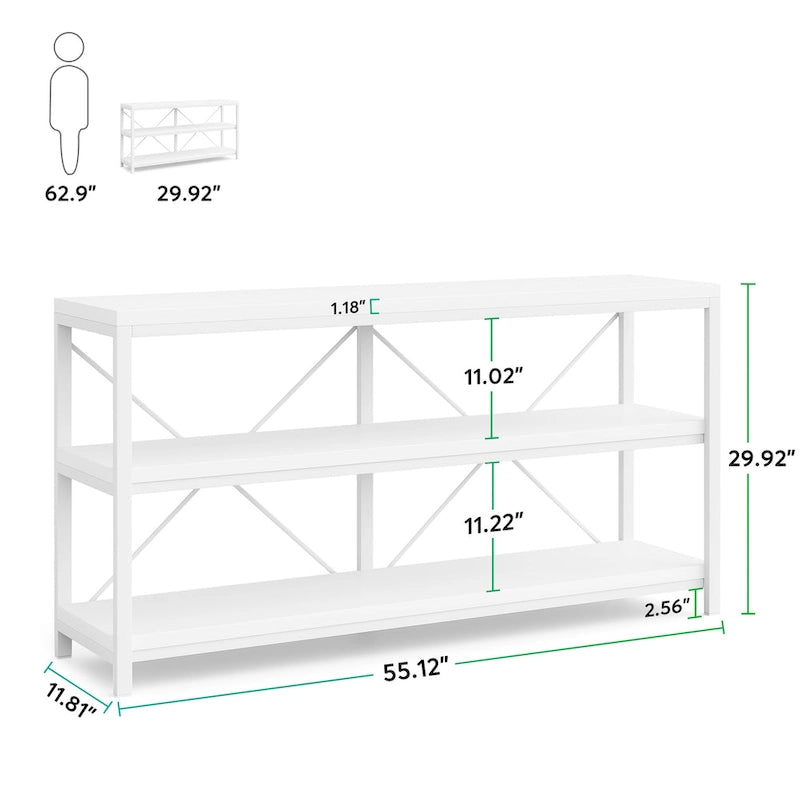 3 Tiers Console Table TV Stand with Storage Shelves,Sofa Table