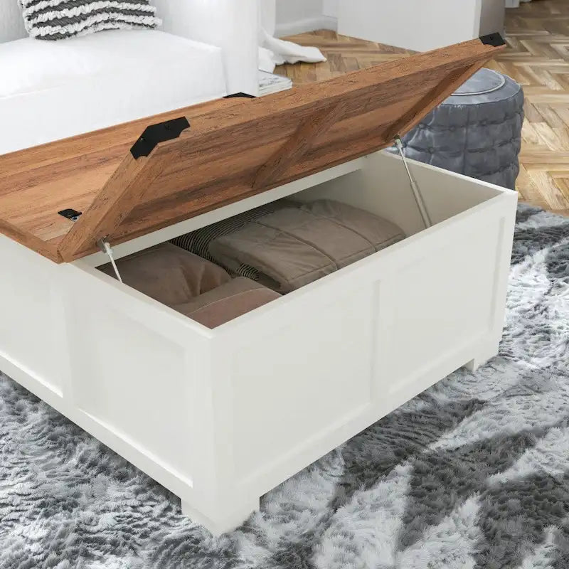 Lift Top Coffee Table with Hidden Storage Farmhouse Style Engineered Wood