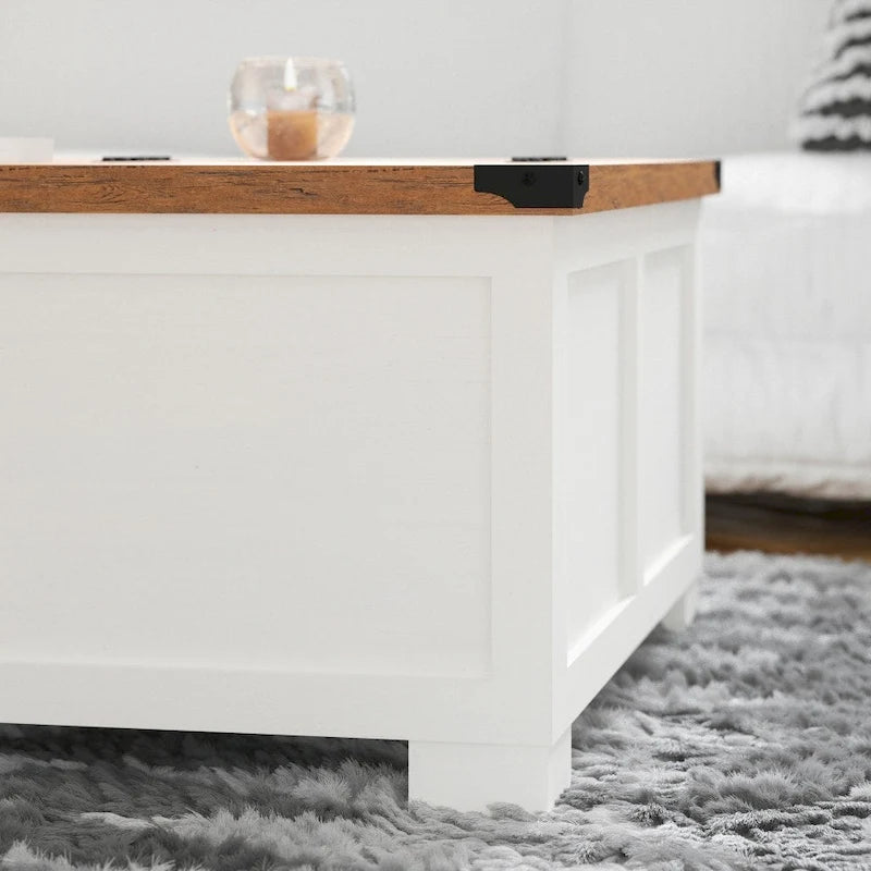 Lift Top Coffee Table with Hidden Storage Farmhouse Style Engineered Wood