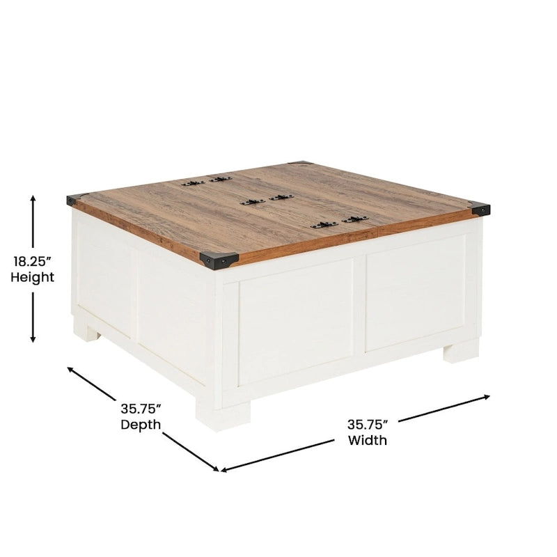 Lift Top Coffee Table with Hidden Storage Farmhouse Style Engineered Wood