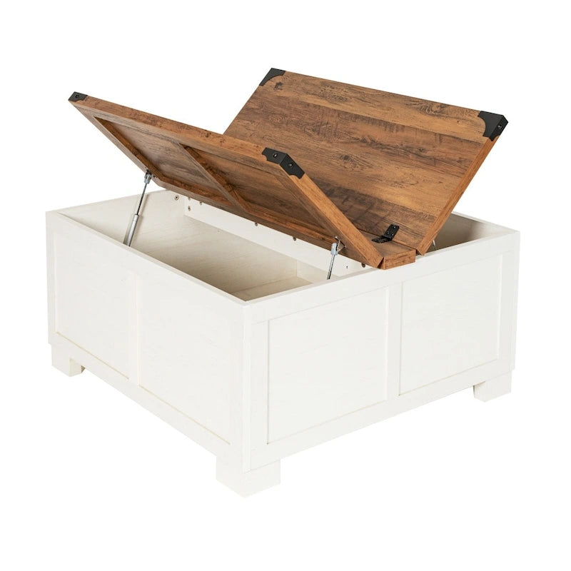Lift Top Coffee Table with Hidden Storage Farmhouse Style Engineered Wood