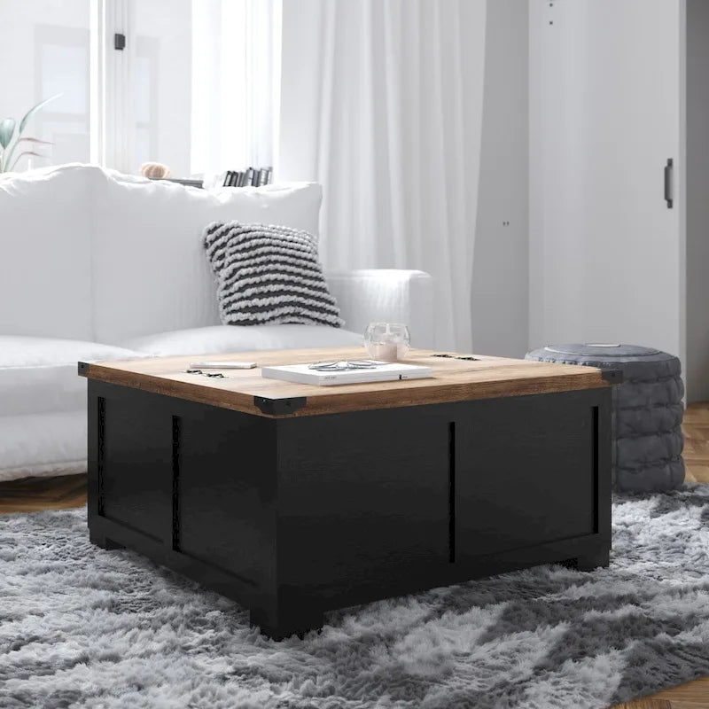 Lift Top Coffee Table with Hidden Storage Farmhouse Style Engineered Wood