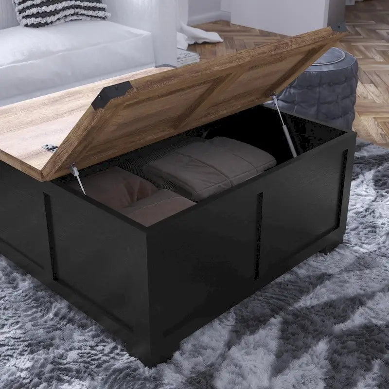 Lift Top Coffee Table with Hidden Storage Farmhouse Style Engineered Wood