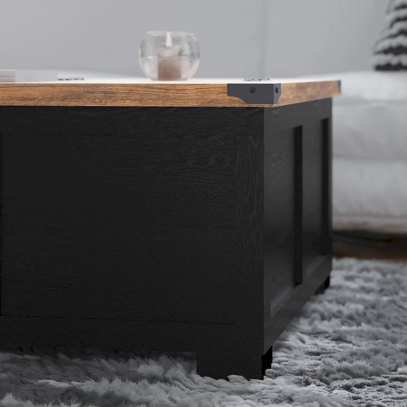 Lift Top Coffee Table with Hidden Storage Farmhouse Style Engineered Wood