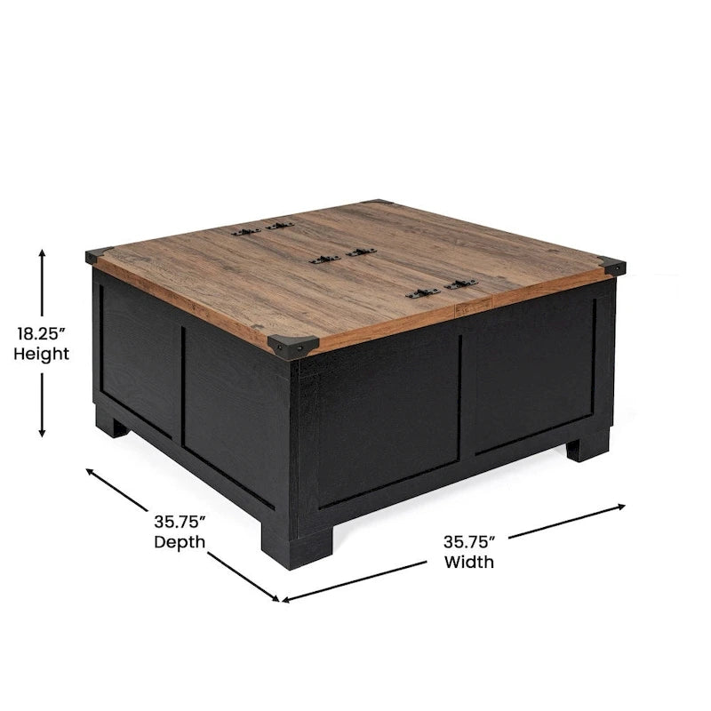 Lift Top Coffee Table with Hidden Storage Farmhouse Style Engineered Wood