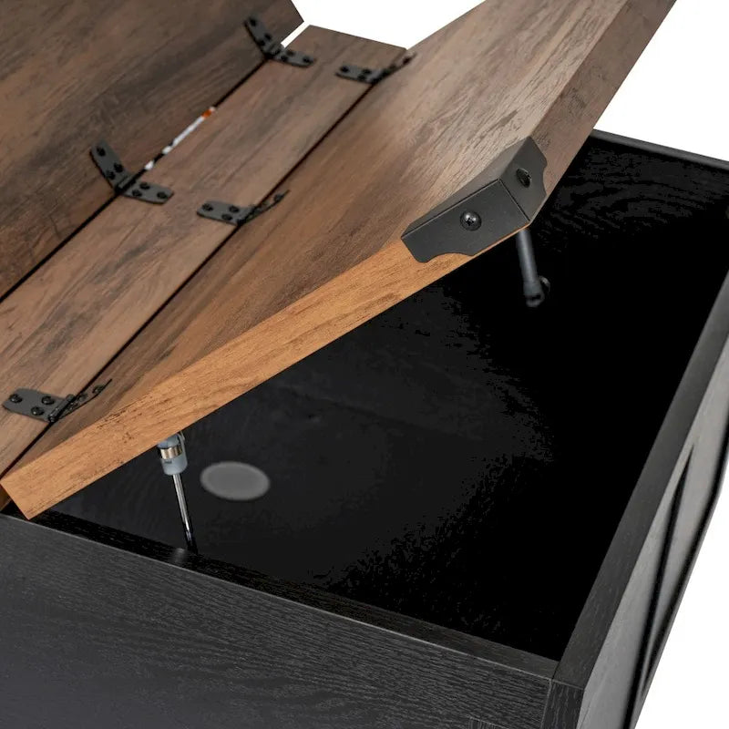 Lift Top Coffee Table with Hidden Storage Farmhouse Style Engineered Wood